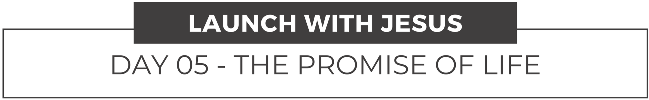 Launch with Jesus Day five - The Promise of Life title