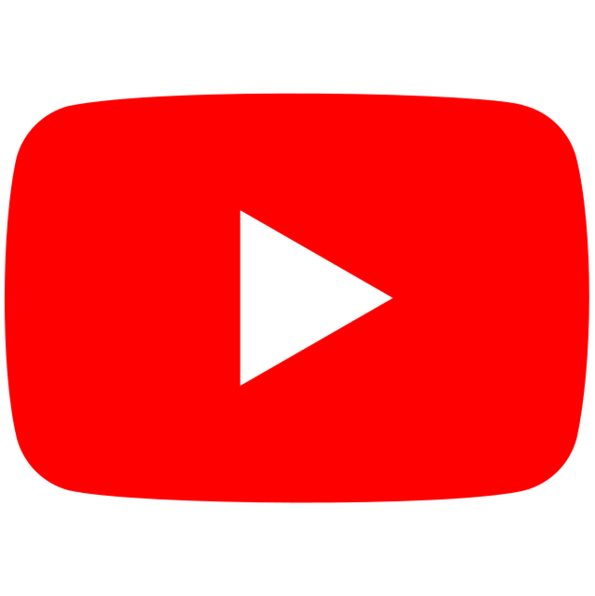 YouTube logo with red rounded rectangle and white play button in the center.