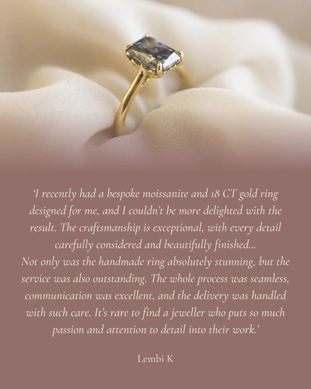 ✨✨✨✨✨

An absolutely gorgeous 5 star review from the lovely Lembi! 

If you are thinking about commissioning a one of a kind piece of jewellery, check out my reviews on Google to get an idea of my service and what my previous clients have said.

🥂🤍