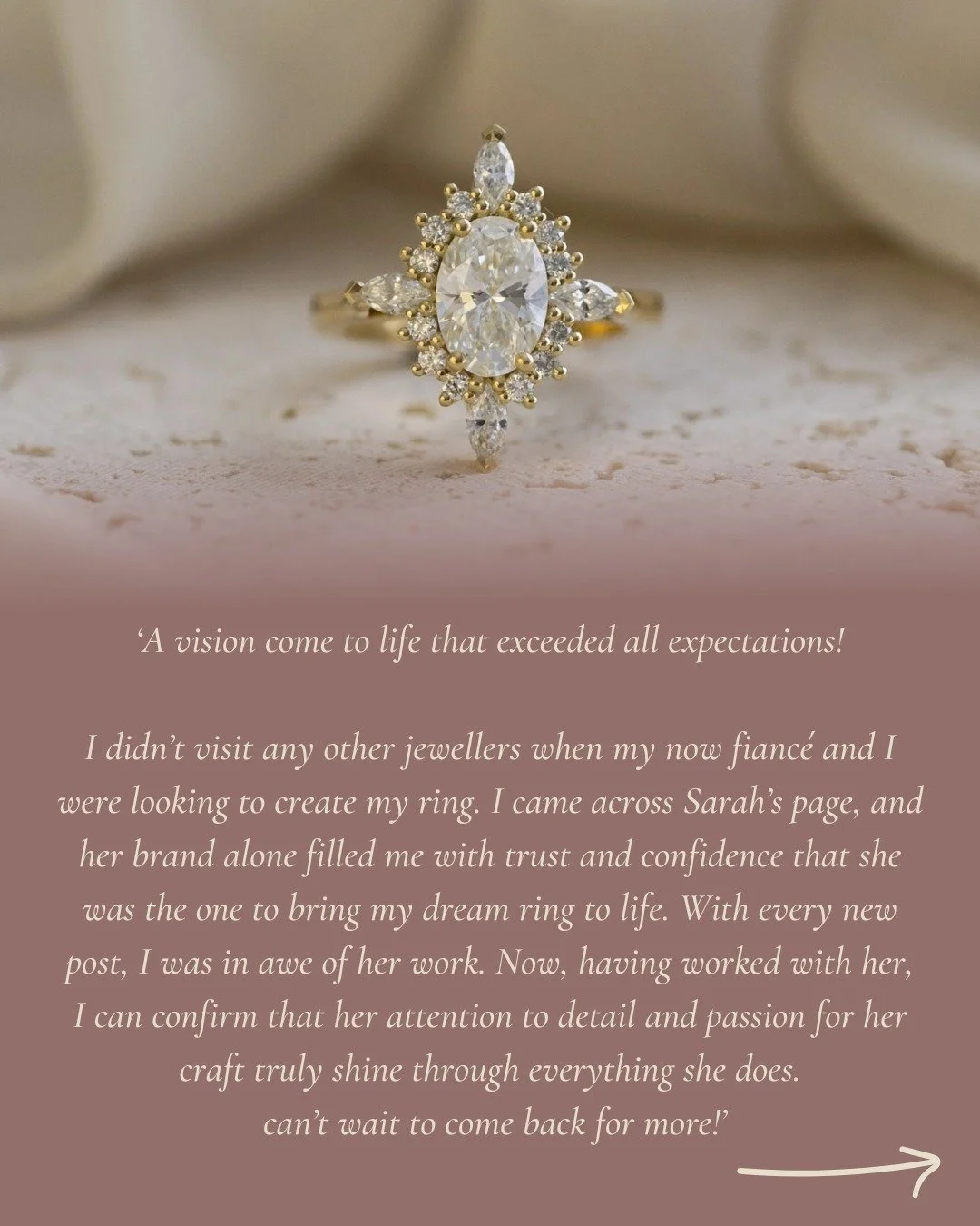 ✨✨✨✨✨

I HAD to make this two pages to fit in the whole of this lovely review from Miriam!

I am so delighted that what I post and put on my website gives potential clients the confidence to make a leap and choose me to create their dream piece of je