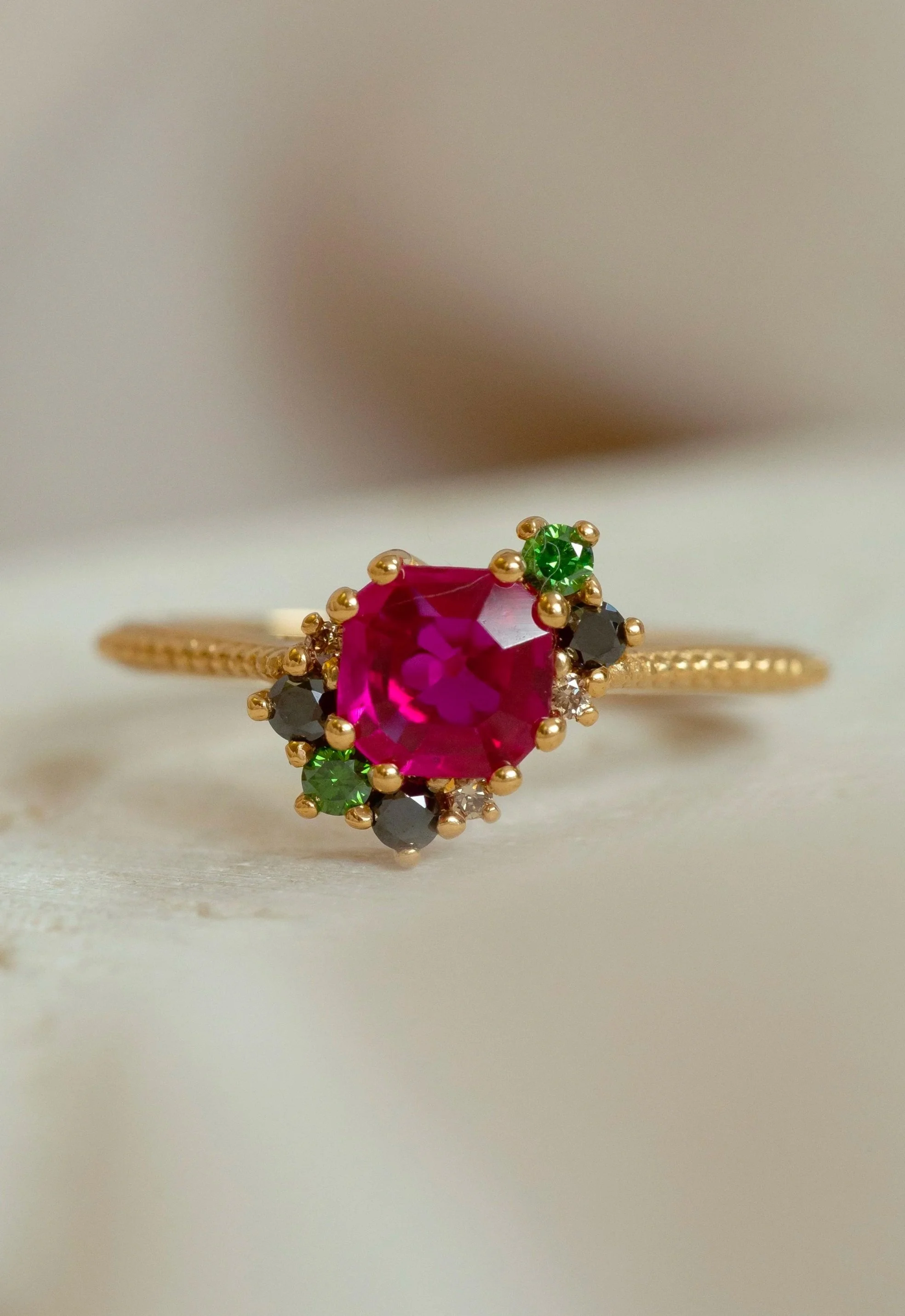 Heulwen-Lewis-Bespoke-Ruby-Multicolour-Diamond-Cluster-Ring-Remodel