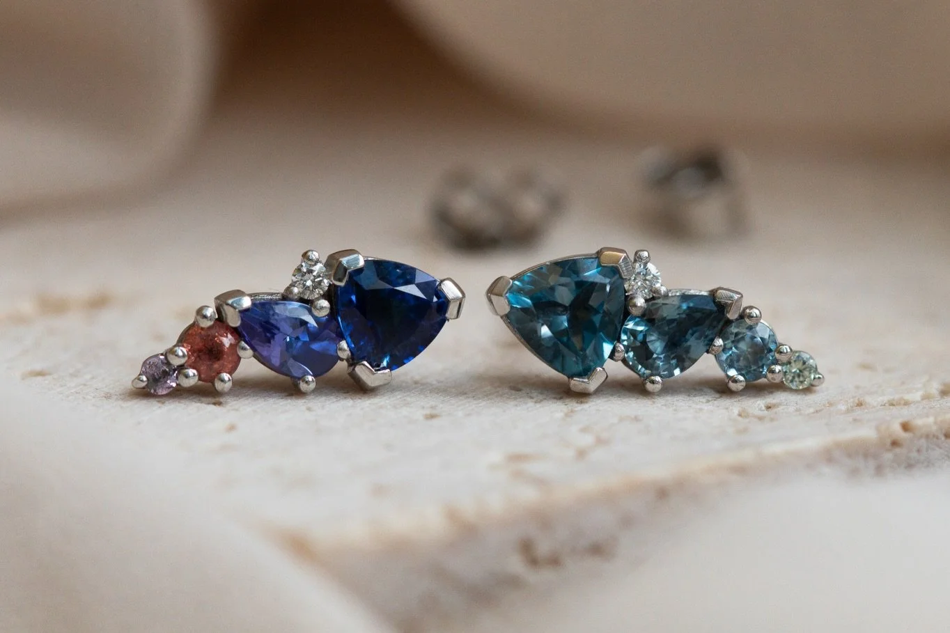 Nature&rsquo;s colours inspired these bespoke crawler earrings for Tash. 🌊

Tash is a returning client, and she and Joel are just the loveliest couple. Our design meetings are never just consultations - they&rsquo;re little life catch-ups too. That&