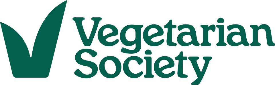 Logo of the Vegetarian Society with a checkmark and the words 'Vegetarian Society' in green text.