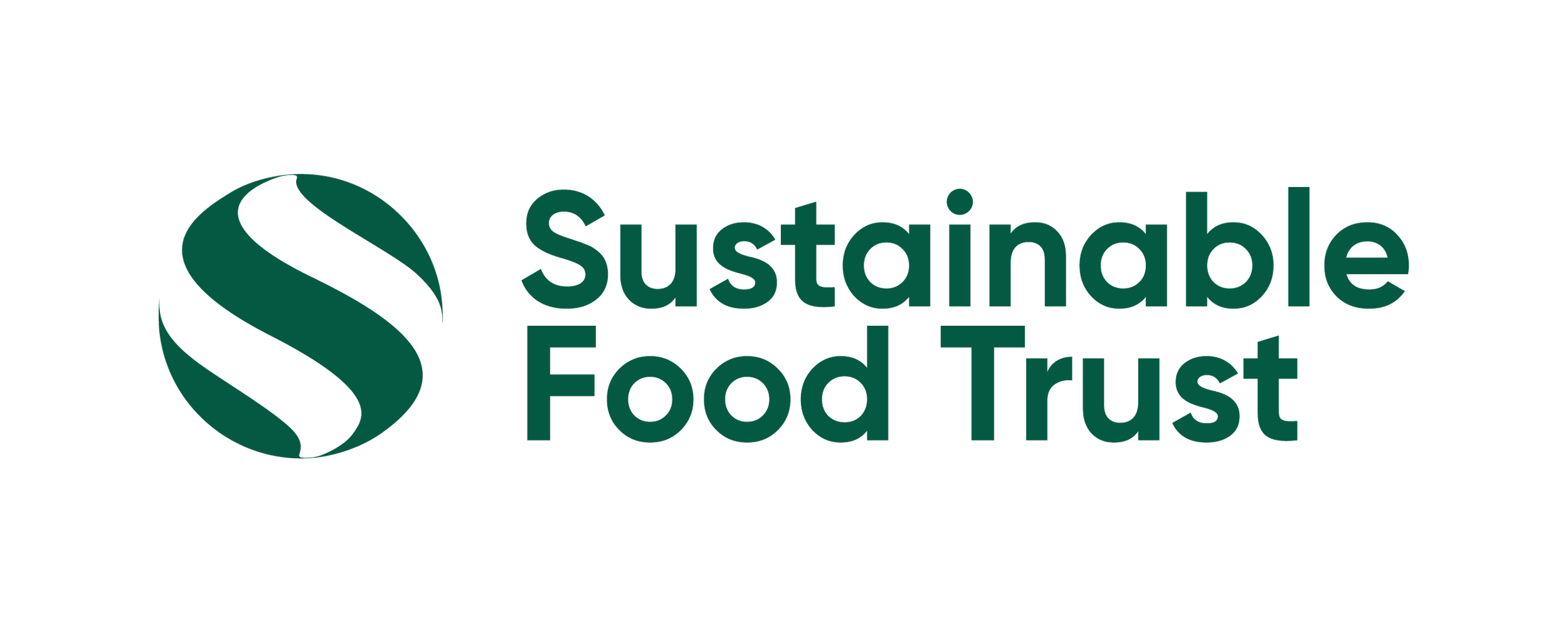 Sustainable Food Trust logo with a green and black circular emblem next to the company's name in dark green text