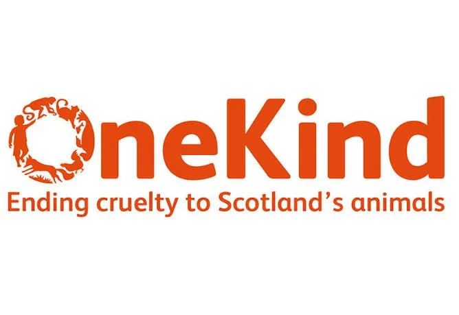 OneKind logo with a circular animal silhouette and the text "Ending cruelty to Scotland's animals."