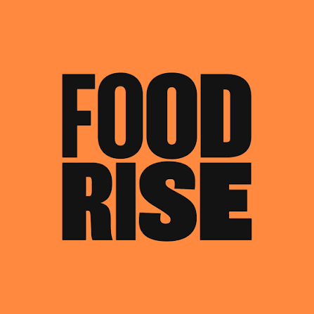 Orange background with bold black text that reads 'FOOD RISE'.
