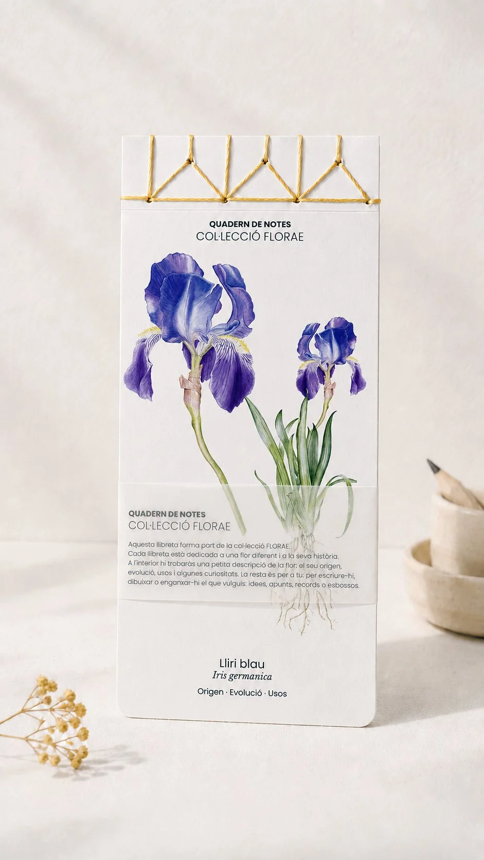 Cuaderno artesanal Iris germánica · Colección FLORAE