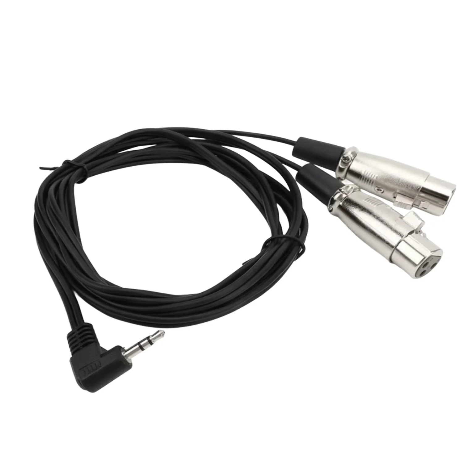Dual 3-Pin Female XLR to Right Angle 3.5mm Y Splitter