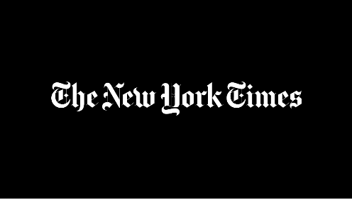The New York Times logo on a black background.