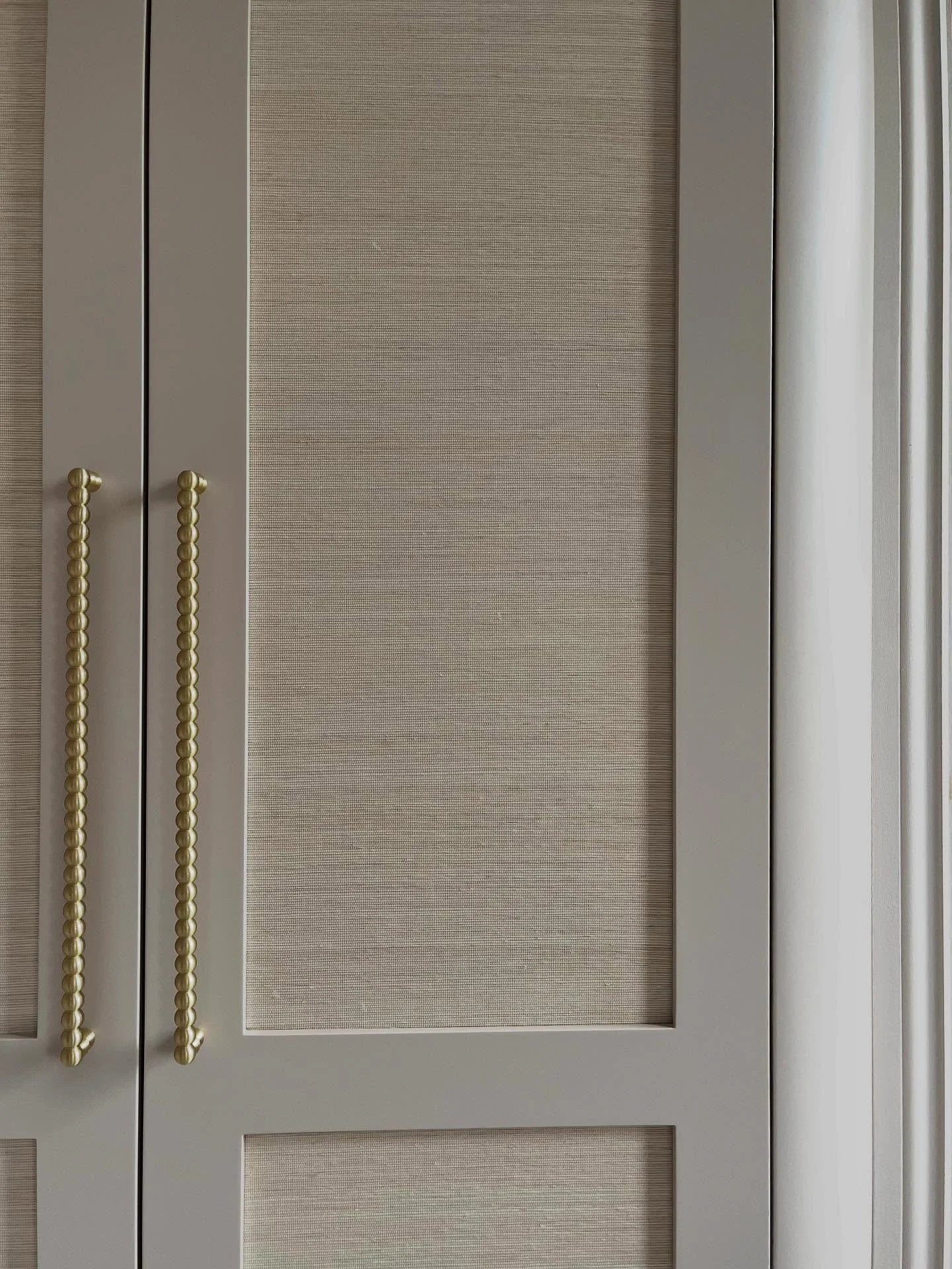Thrilled to see this stunning primary bedroom wardrobe come to life.
The rich texture and warm tones of the &lsquo;Pappillon&rsquo; wall covering from @tatiana_tafur_ltd_ add a layer of elegance and depth, tying the whole space together beautifully.
