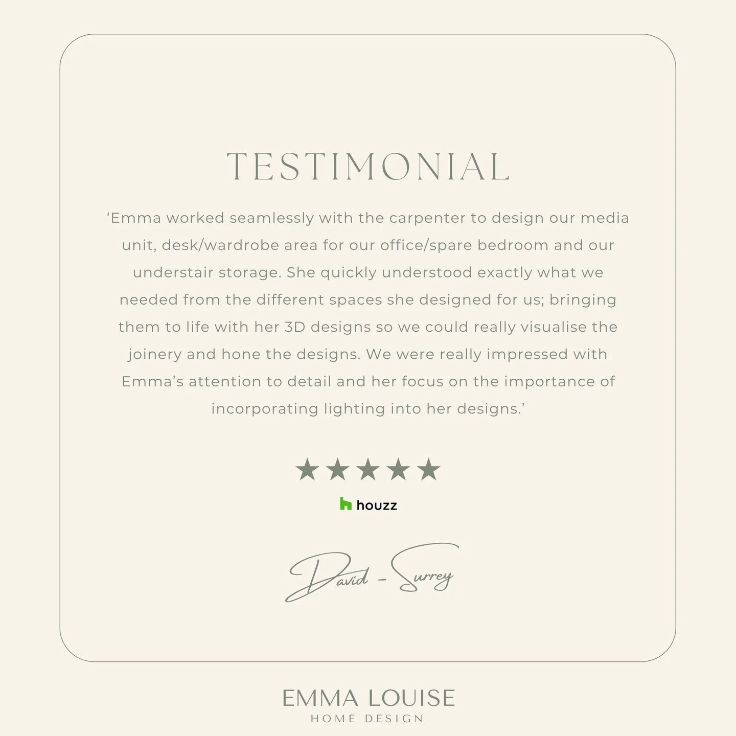 Client reflections are so valuable &mdash; they help me grow, refine, and bring even more to each project. I'm incredibly lucky to work on such fantastic spaces with brilliant people. It&rsquo;s always a pleasure helping to create homes that truly re