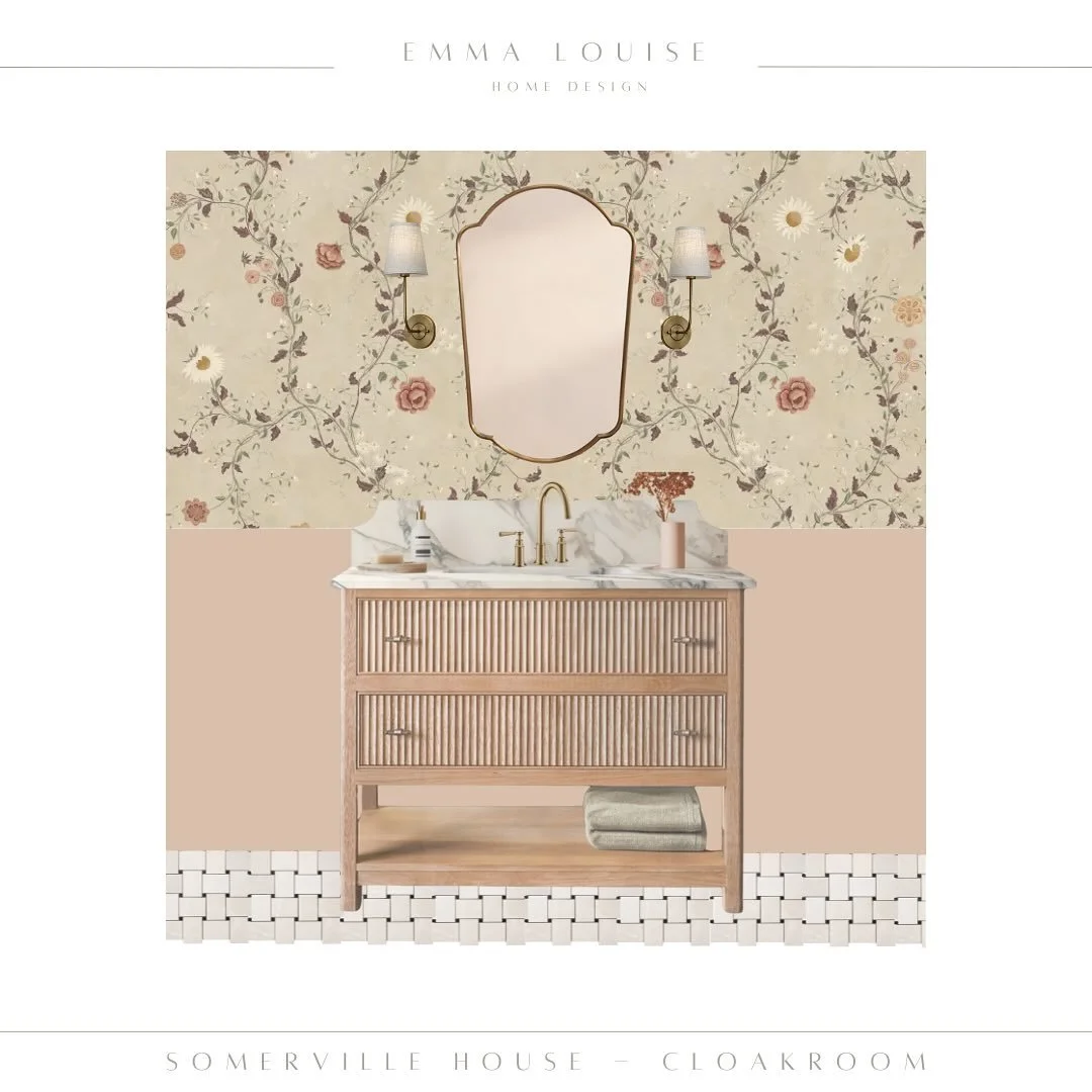 Powder room dreams in the making! Here is a little inspiration as this design begins to take shape. A beautiful powder room will be the vision through this double archway, and I can&rsquo;t wait to see it fully come to life over the next couple of mo