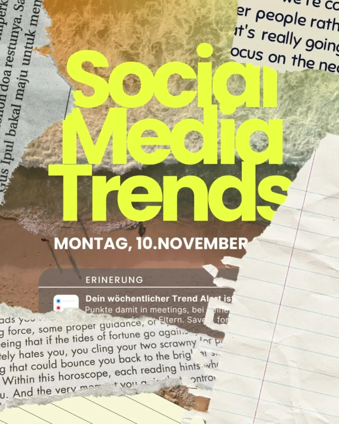 The only ✨ Social Media Trend ✨ alert you need 

Ab sofort gibt es von mir eine &Uuml;bersicht der aktuellen Social Media Trends und culture moments aus dem deutschen Marketing Kosmos.

Enjoy now or save it for later!

#socialemediatrends #trendalert