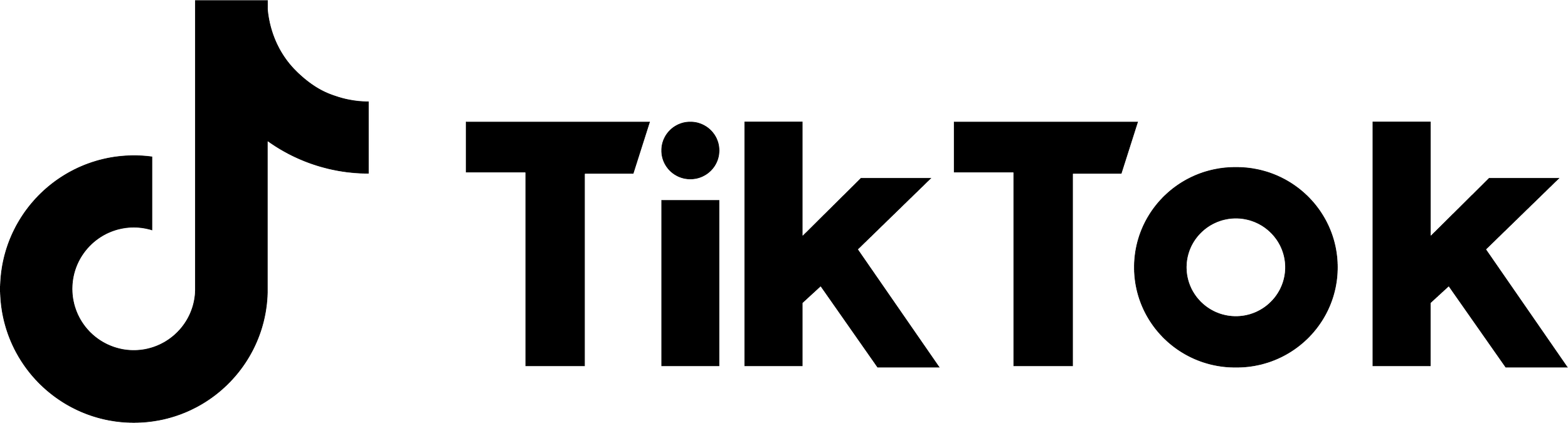 Das Logo des sozialen Netzwerks TikTok in schwarzer Umrisszeichnung auf transparentem Hintergrund.