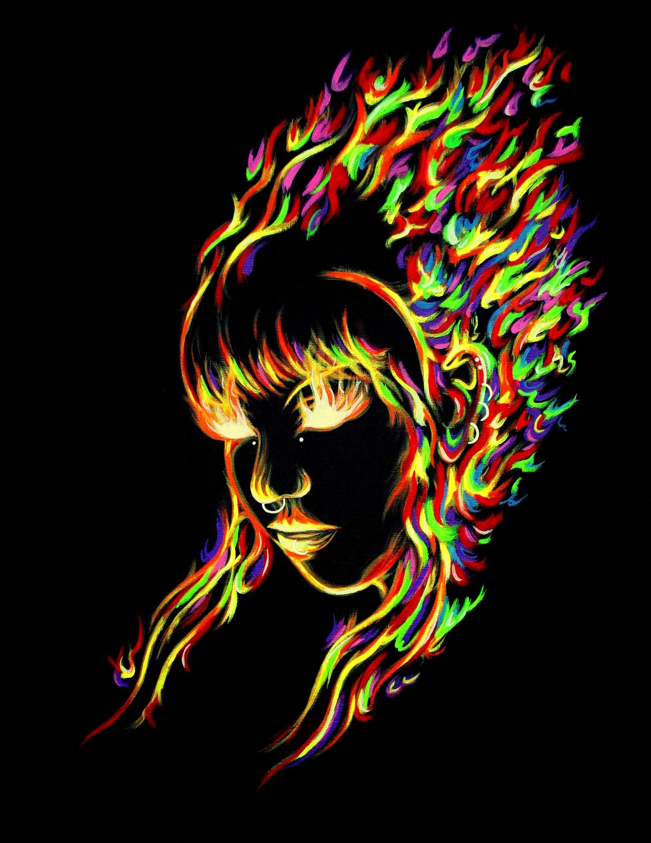 Flames (2026) Acrylic on canvas - 44.5cm x 34.5cm
