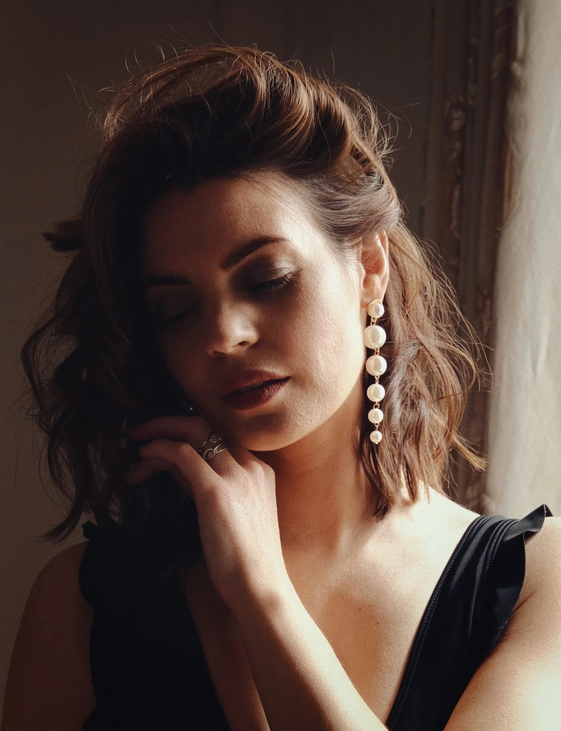 Cinematic portrait of a woman in soft directional light