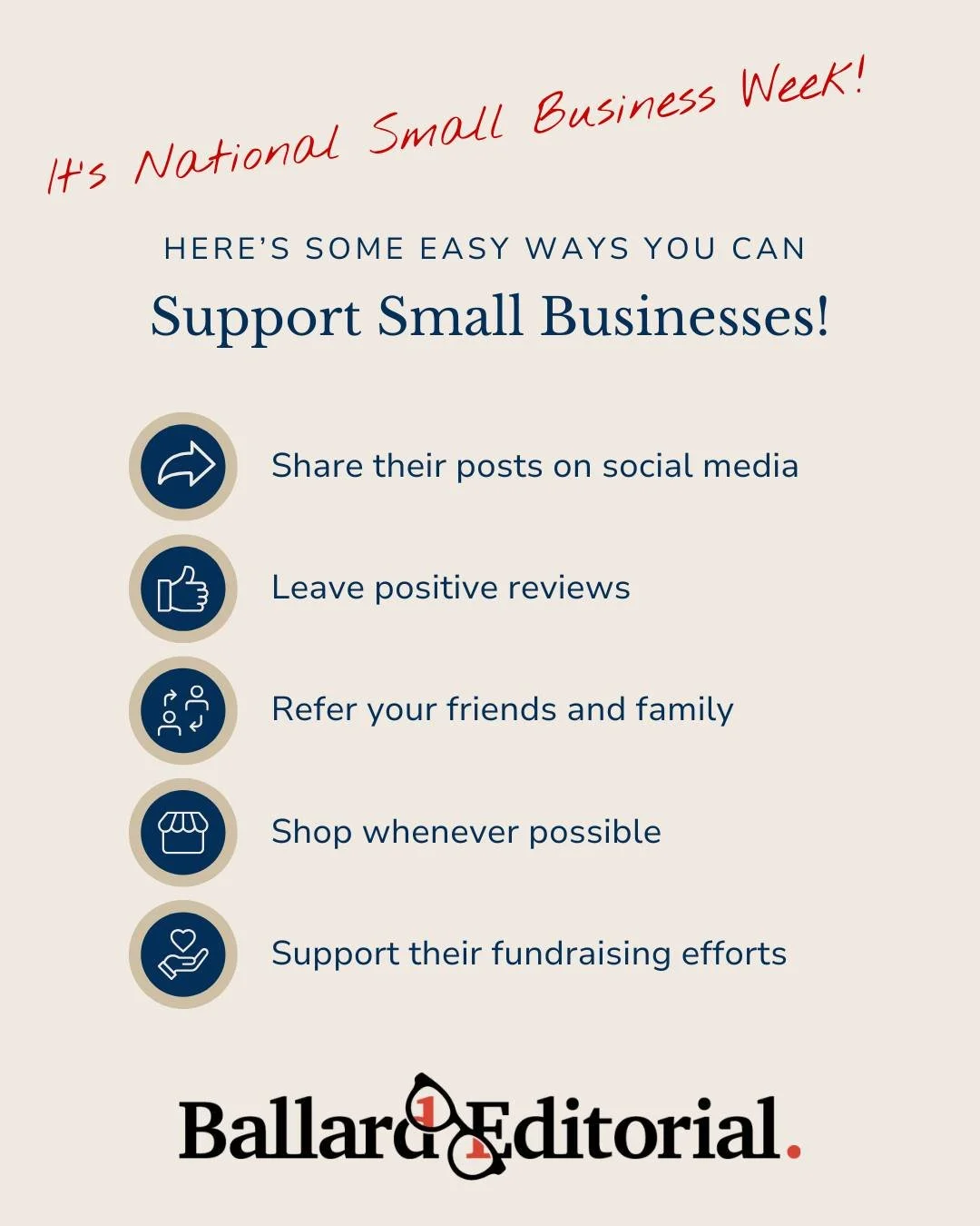 It's National Small Business Week! 

There are lots of ways you can support small businesses like mine, even if you aren't a writer in need of editing services. Small gestures like liking and sharing my social media posts can go a long way in support