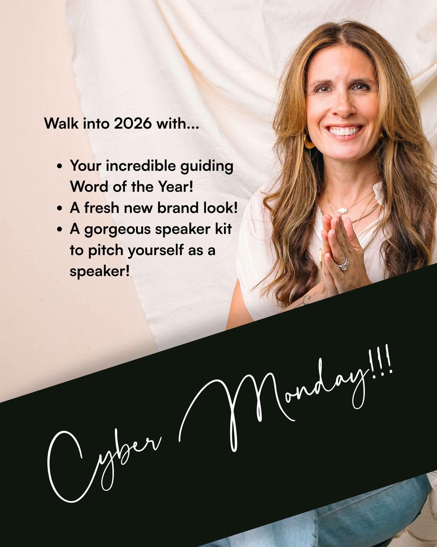 CYBER MONDAY DEALS ARE LIVE! ⚡️

Today only, you can snag:
&bull; The Speaker Pitch Kit Template &ndash; $47 (usually $97)
&bull; Brand-in-a-Box Instant Brand &ndash; $27 (usually $47)
&bull; Word of the Year Workshop &ndash; $37 (usually $57)

If yo