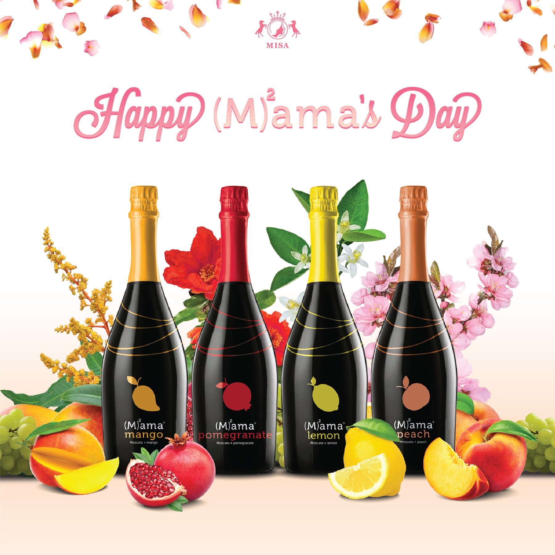 Happy Mama's Day! 
Whether you call your mother Mom, Mommy, Madre, or Mama, we here at MISA hope you toast her with her favorite flavor from our (M)&sup2;ama line of fruit-infused moscato! 
Peach, Pomegranate, Lemon, or our original Mango- There's a 