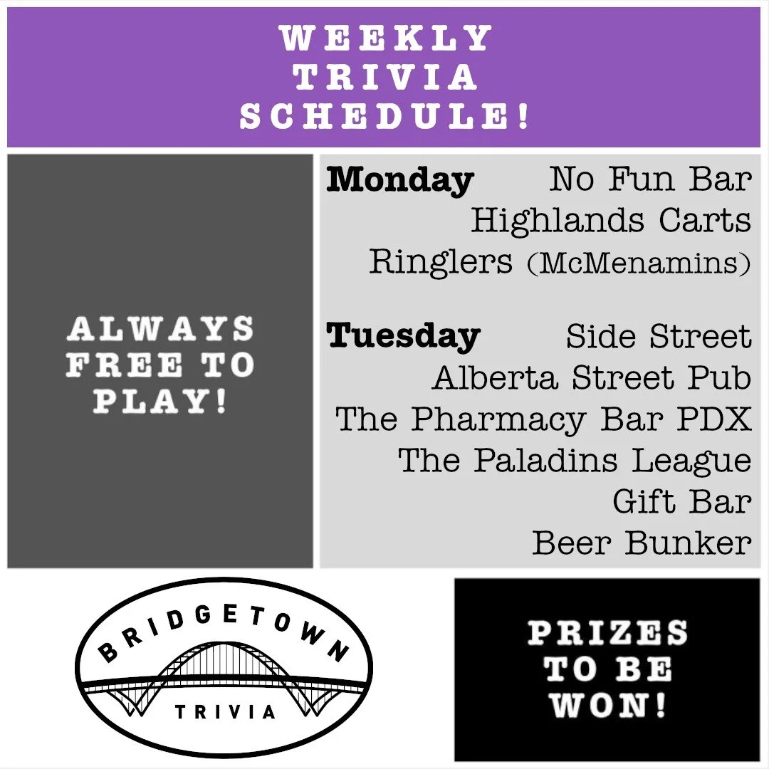 Bridgetown Bounty Bonanza! This week on Wednesday, plus costume party (optional; trivia player is a costume, right?) at @migrationbrewing on North Williams, Wednesday night at 7 PM! 👻

See you there for the best prizes and to hang with the #hostswit