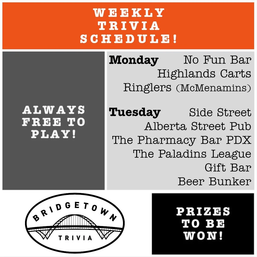 President's Day will not stop the trivia action Monday! Also this week, be looking for information from your host about the close of the Winter Tournament of Champions regular season. We are in the closing weeks!