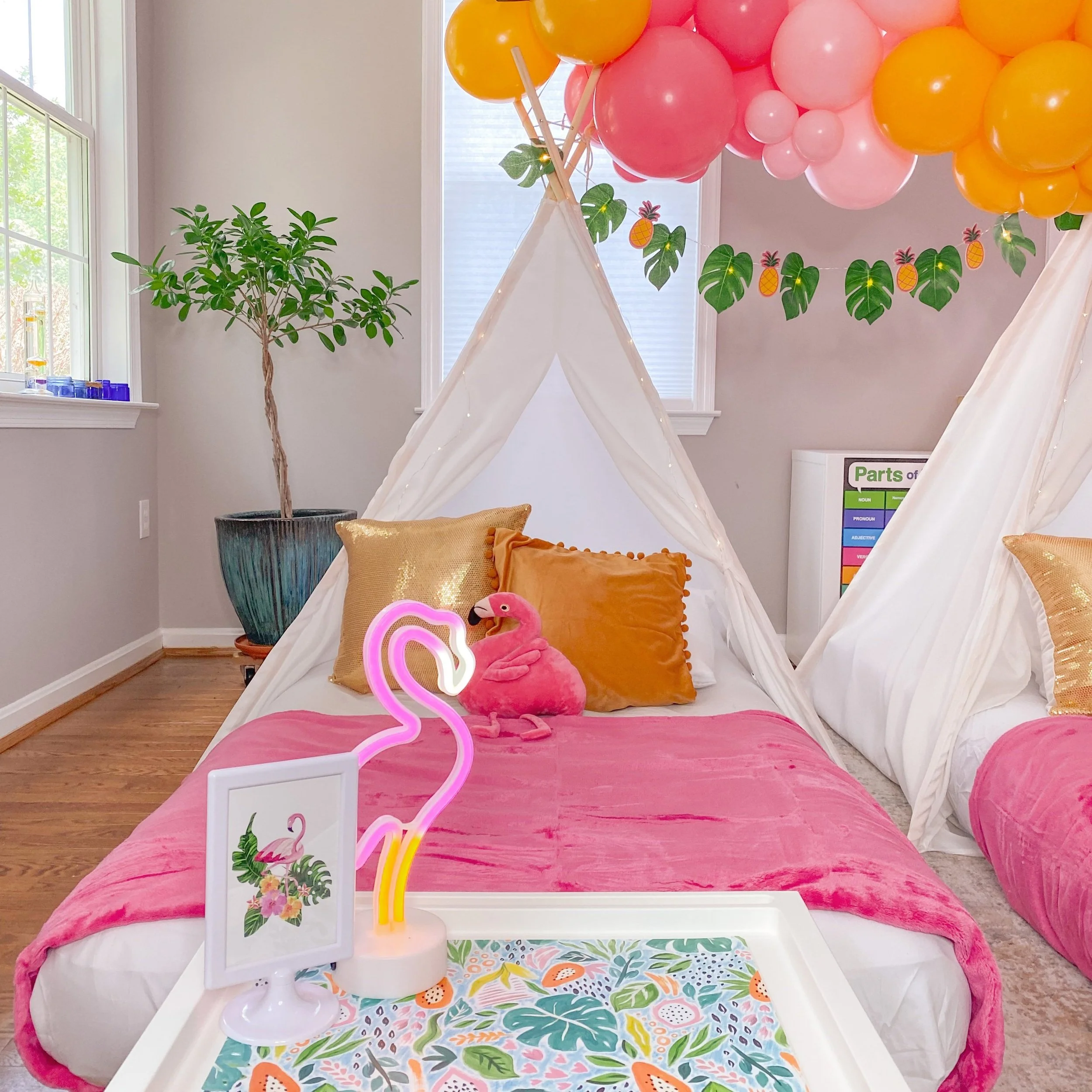tropical party sleepover theme