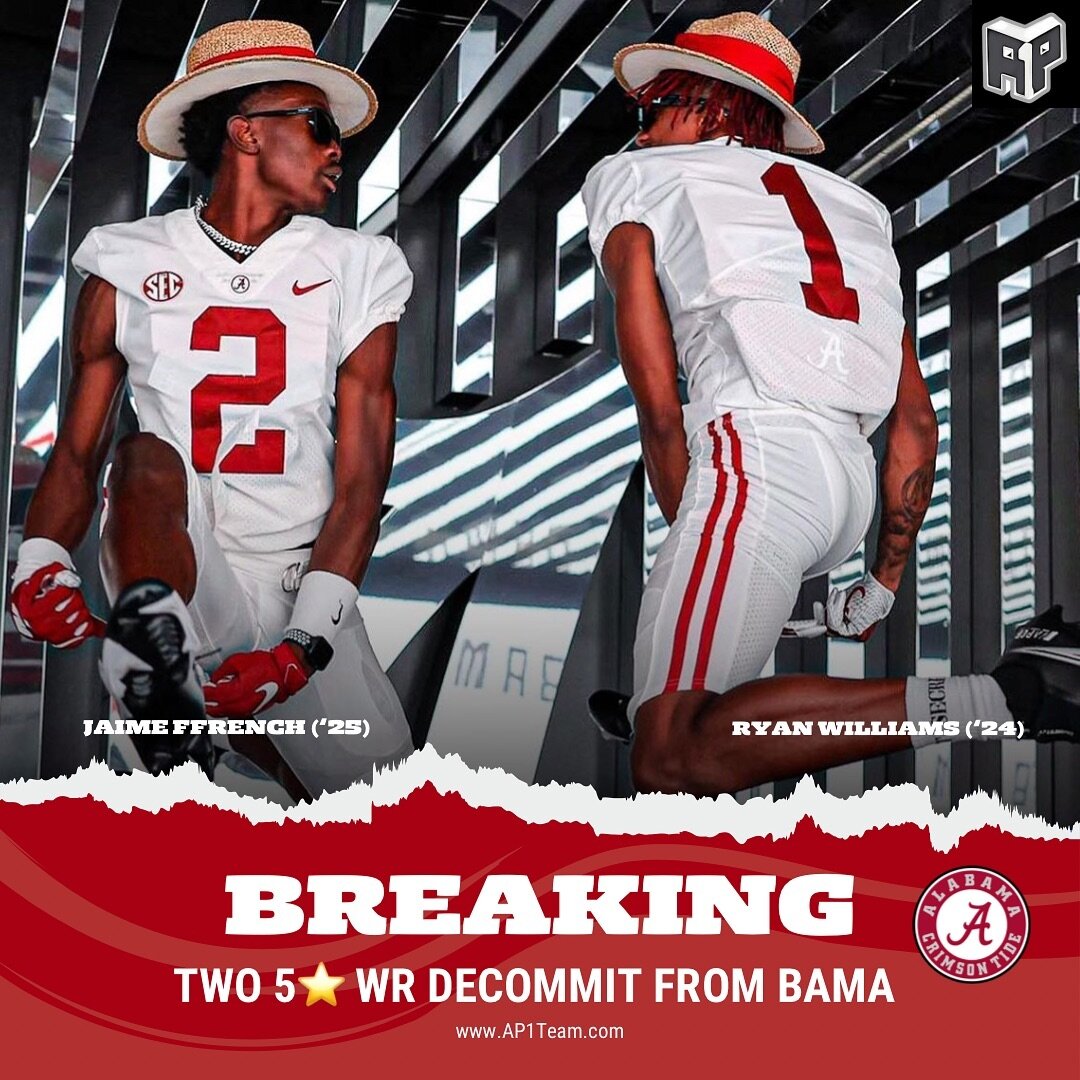 Following the retirement of legendary coach Nick Saban, the crimson tide WR room may be in trouble. Multiple decommits and transfers have occurred since Saban announced his exit.

This also comes following breakout sophomore WR Isaiah Bonds announcem