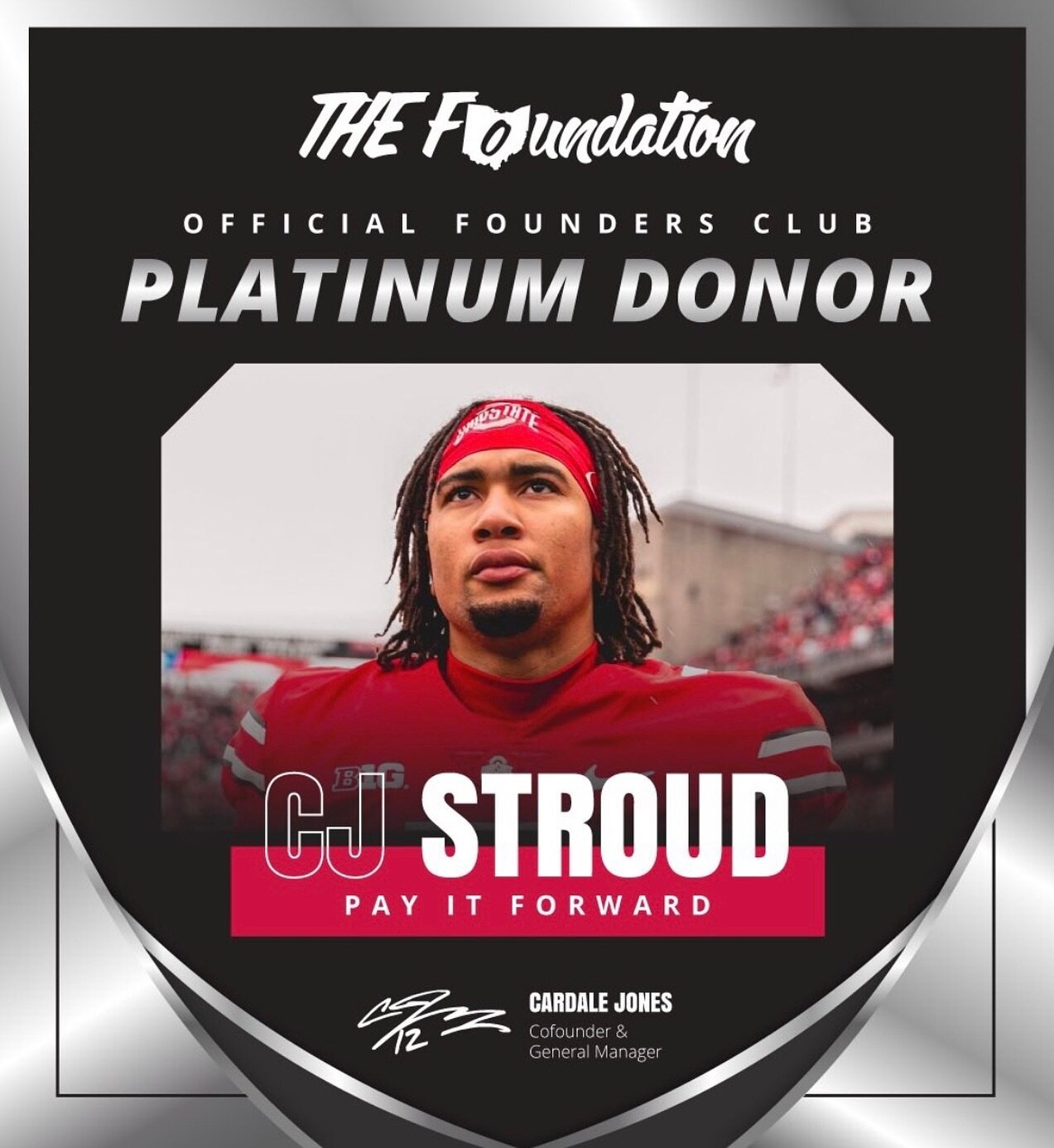 CJ Stroud makes a &ldquo;Platinum&rdquo; level donation to Ohio State Buckeyes NIL collective, &ldquo;THE Foundation&rdquo;.

To be a platinum level donor, Stroud must have given anywhere from $50-100k. Stroud is the first former student athlete part