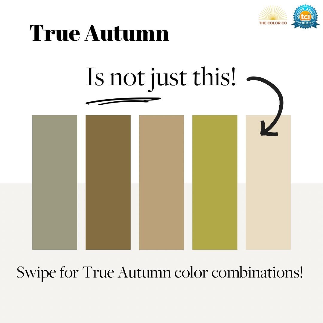 Each palette has colors closely, and iconically, associated with its seasonal tone. For good reason! For example, True Autumns wear those rich, warm, earthy, hues incredibly well! 

BUT, if you don&rsquo;t love the Mother Earth/Dirt vibes&hellip; rem