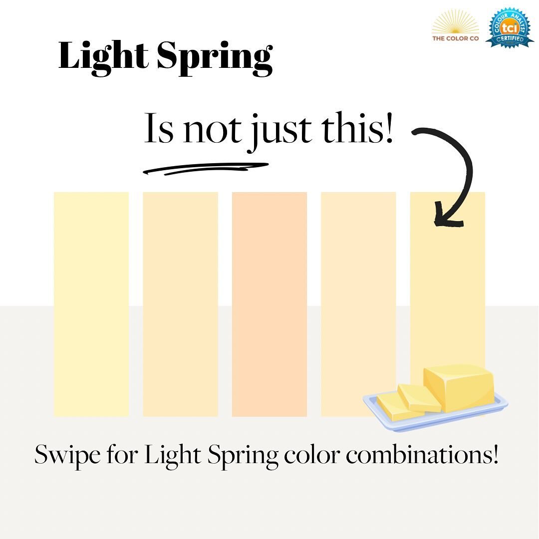 Light Spring is not just buttery sunshine.  Although, I do love both butter &amp; sunshine. 🧈💛☀️ AND, while the overall tone is not heavy or dark in any way, there are ways to mix in deeper colors and neutrals, if you like! Check it out! 👀 👉

#tr