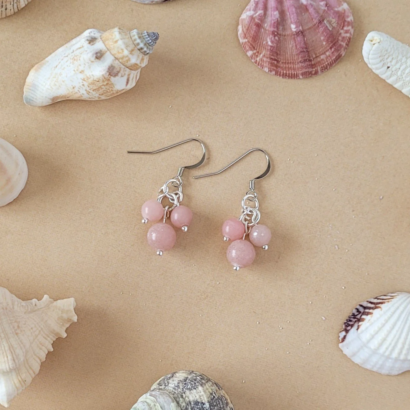 Pink Lepidolite Gemstone Trio Earrings, perfect gift for your summer style and beyond