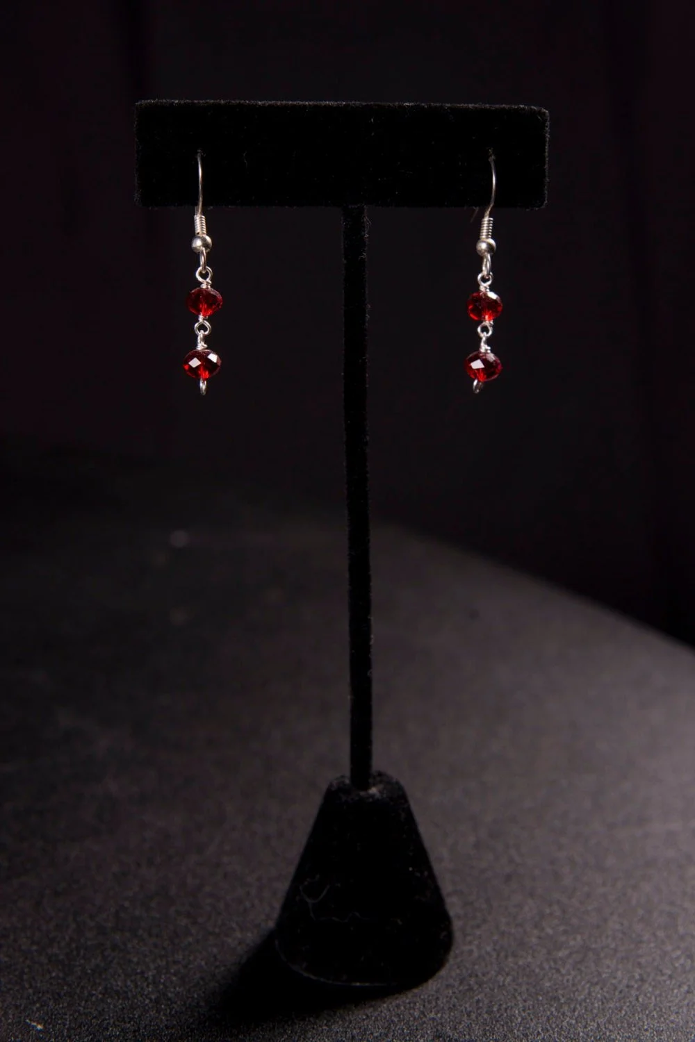 Red crystal drop earrings