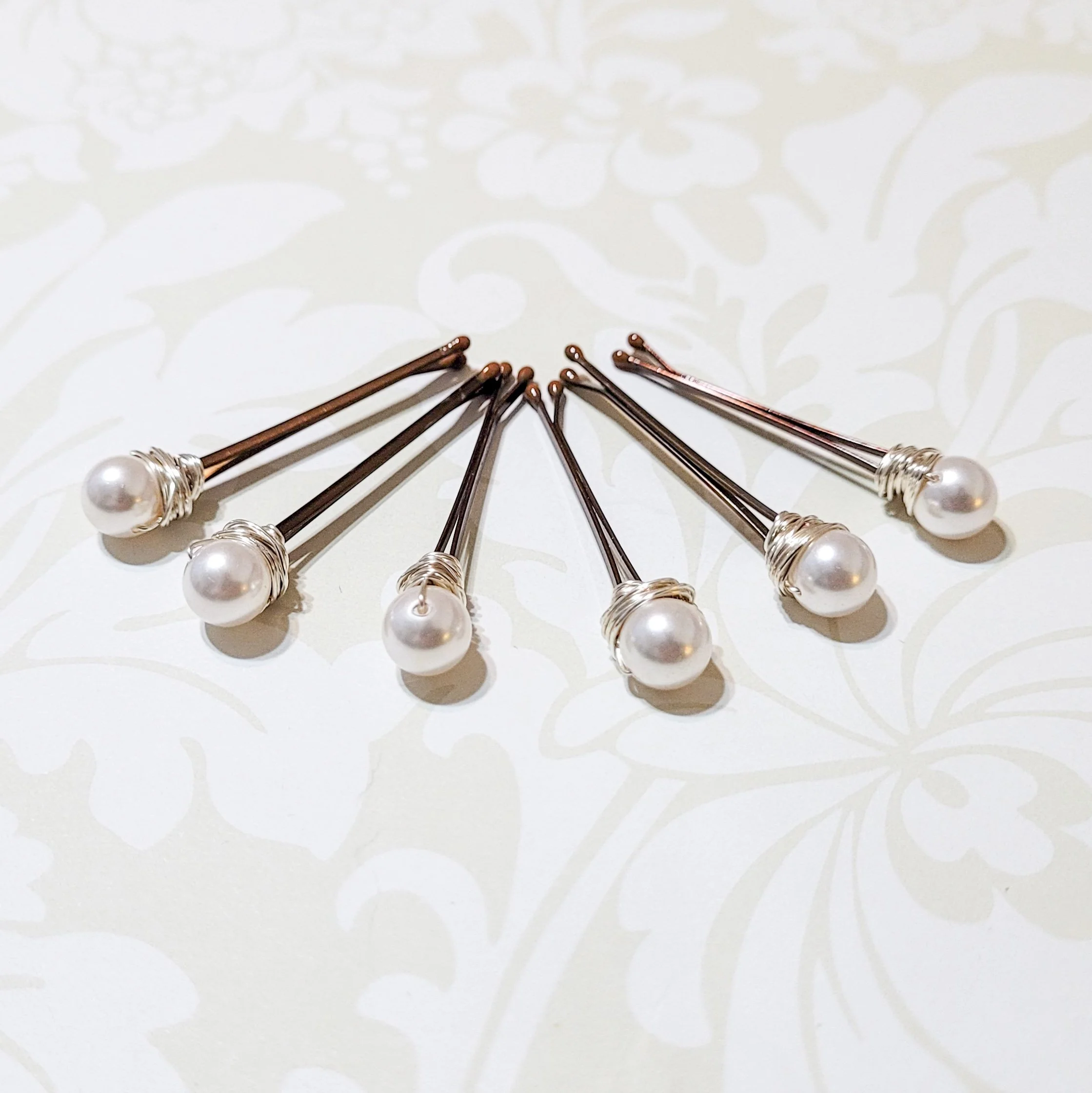 Swarovski pearl bobby pins, white pearl hair pins for formal, bridal, and prom updos