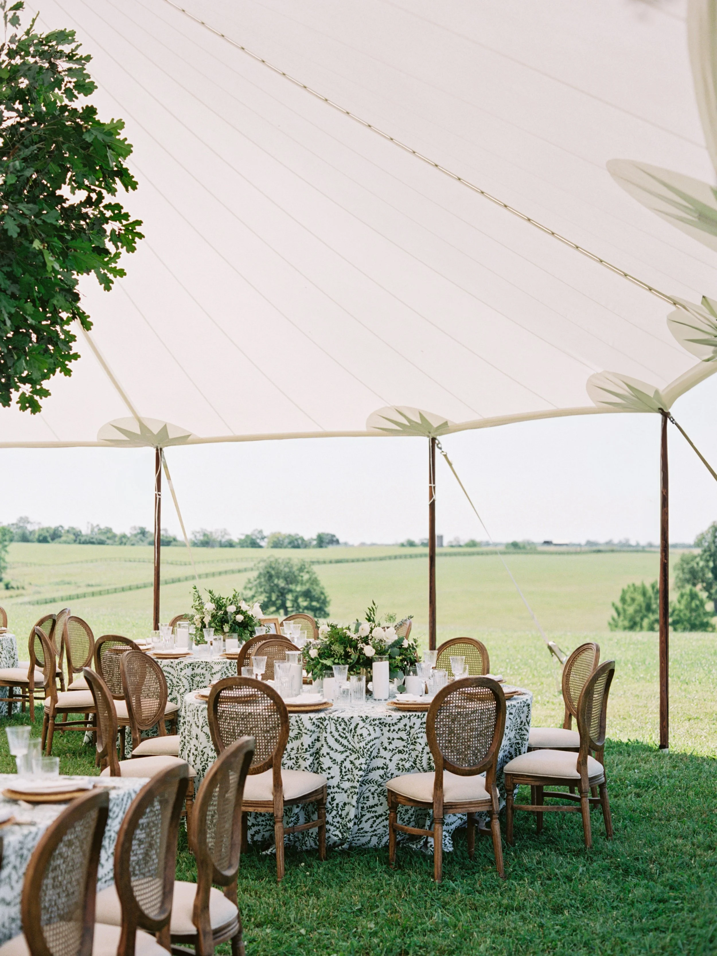 Makers House™ designed luxury wedding tent in Paris, KY at Augustus Hill Farm - editorial green high end wedding design and planning