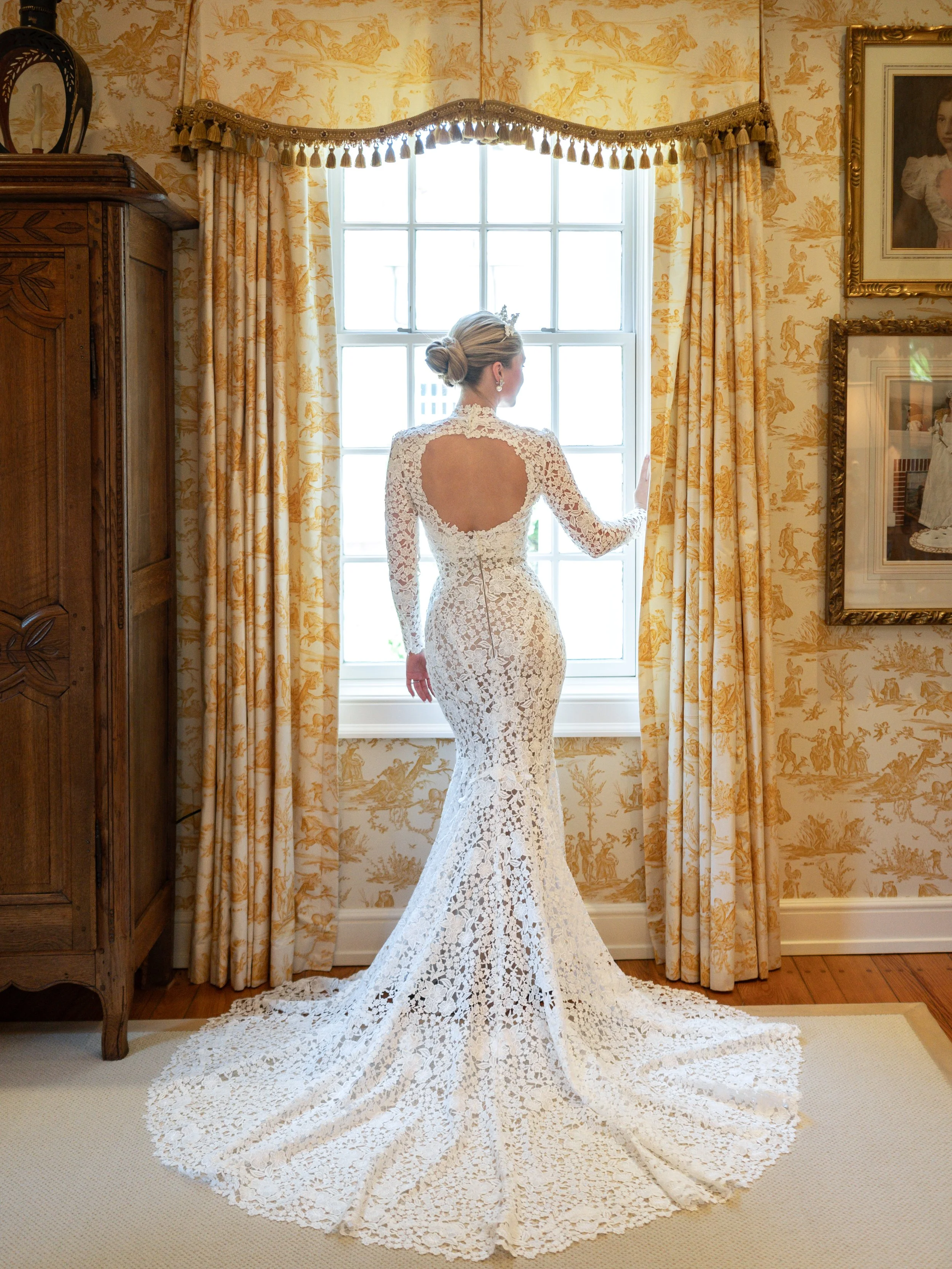 designer bride photography of her in her luxury wedding dress
