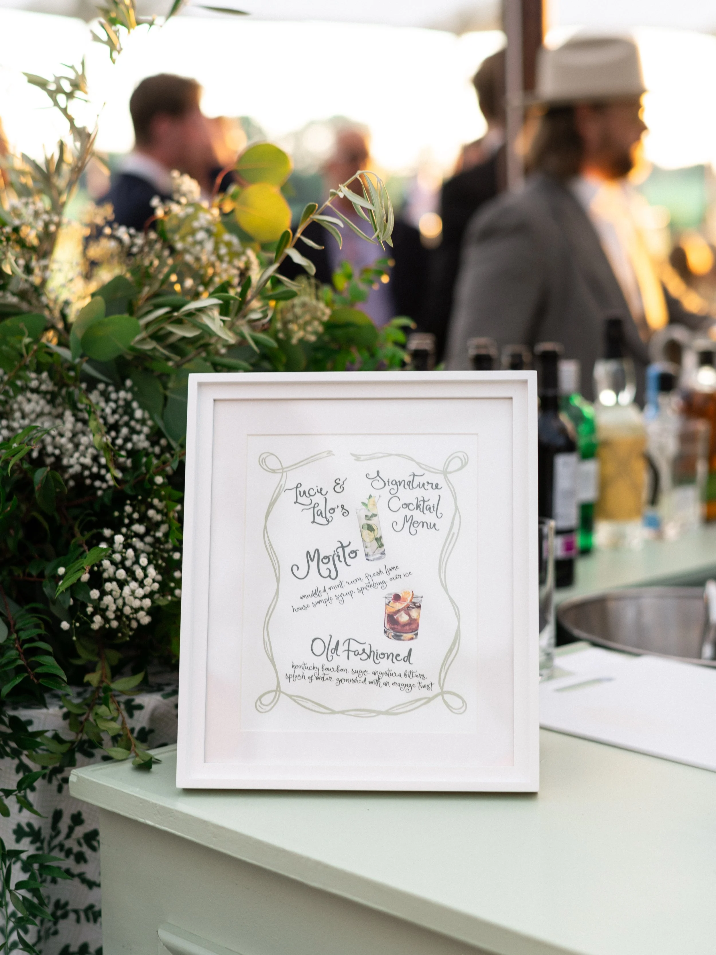 Makers House™ designed wedding cocktail menu paper goods
