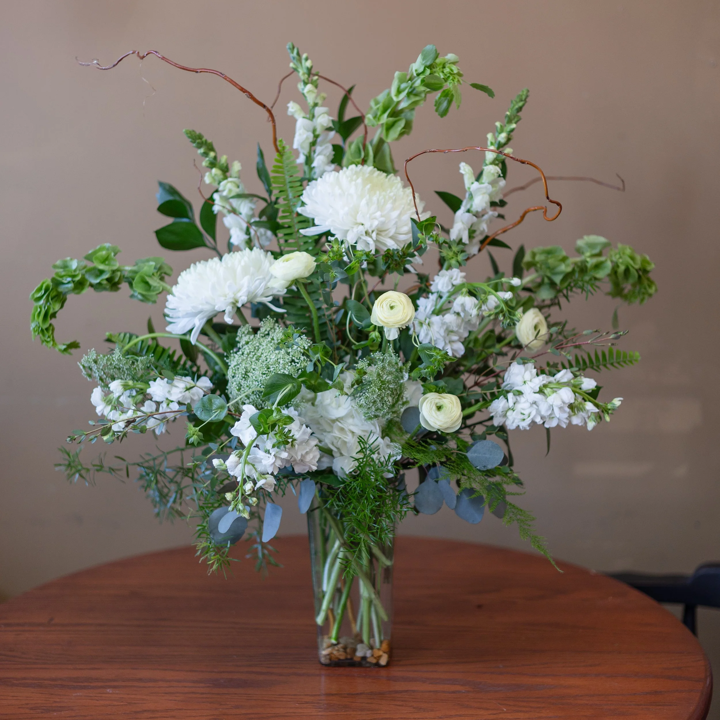 One Sided All White Vase Arrangement