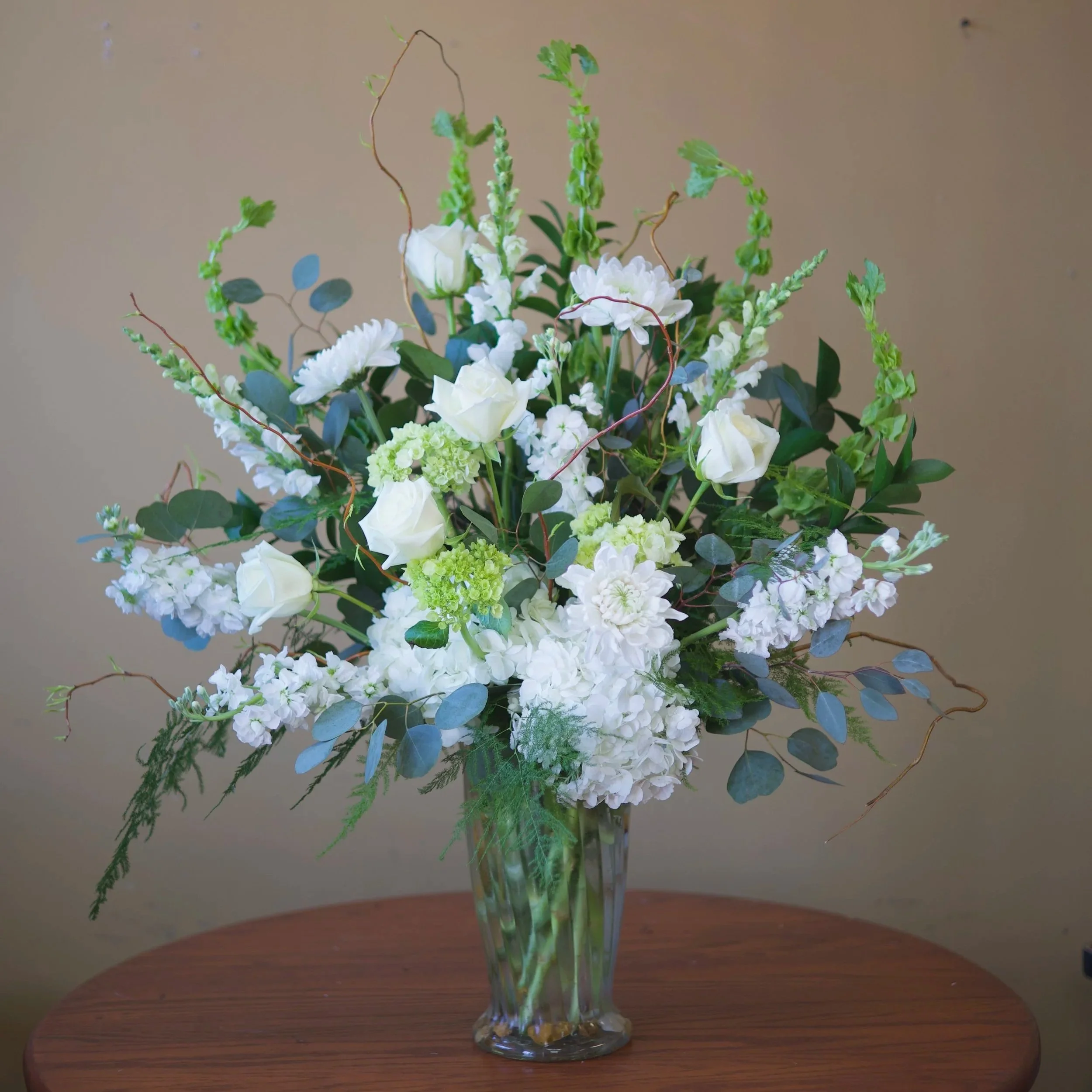 One Sided All White Vase Arrangement
