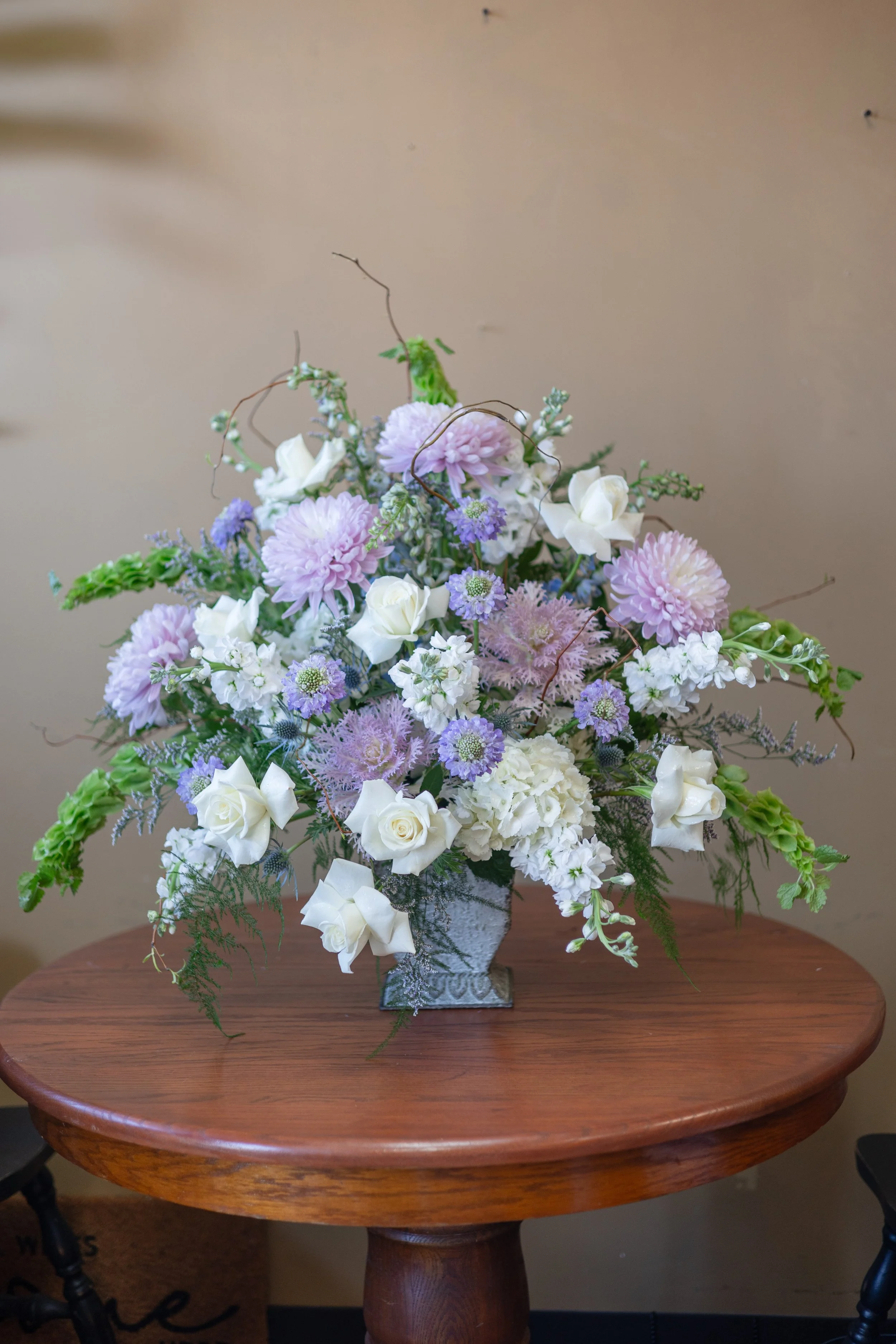 Lavender and White Urn Container Arrangement