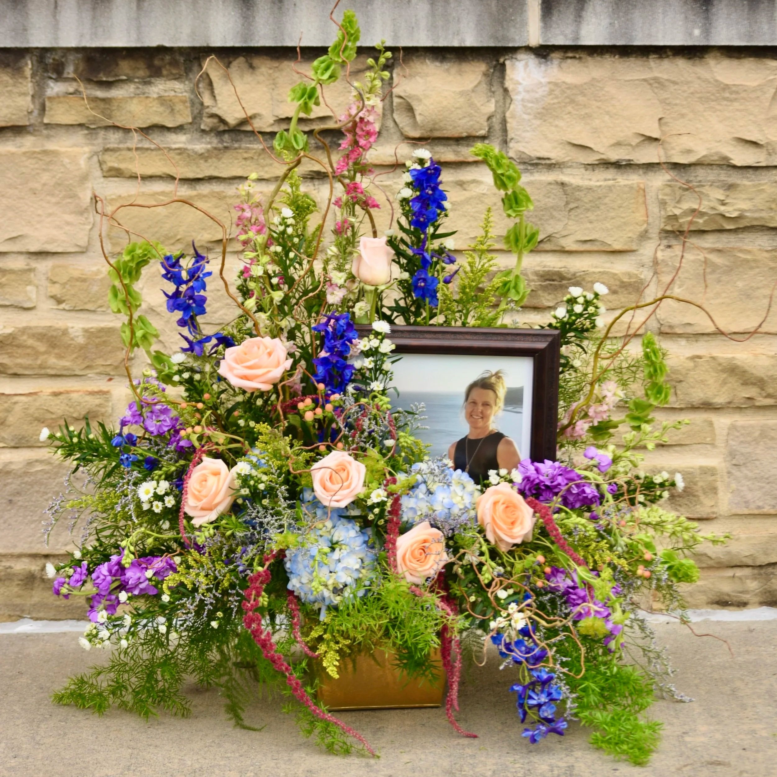 Photo Tribute One-Sided Sympathy Arrangement