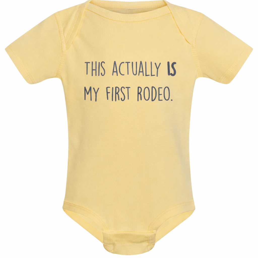 This Actually Is My First Rodeo Funny Baby Onesie - Yellow