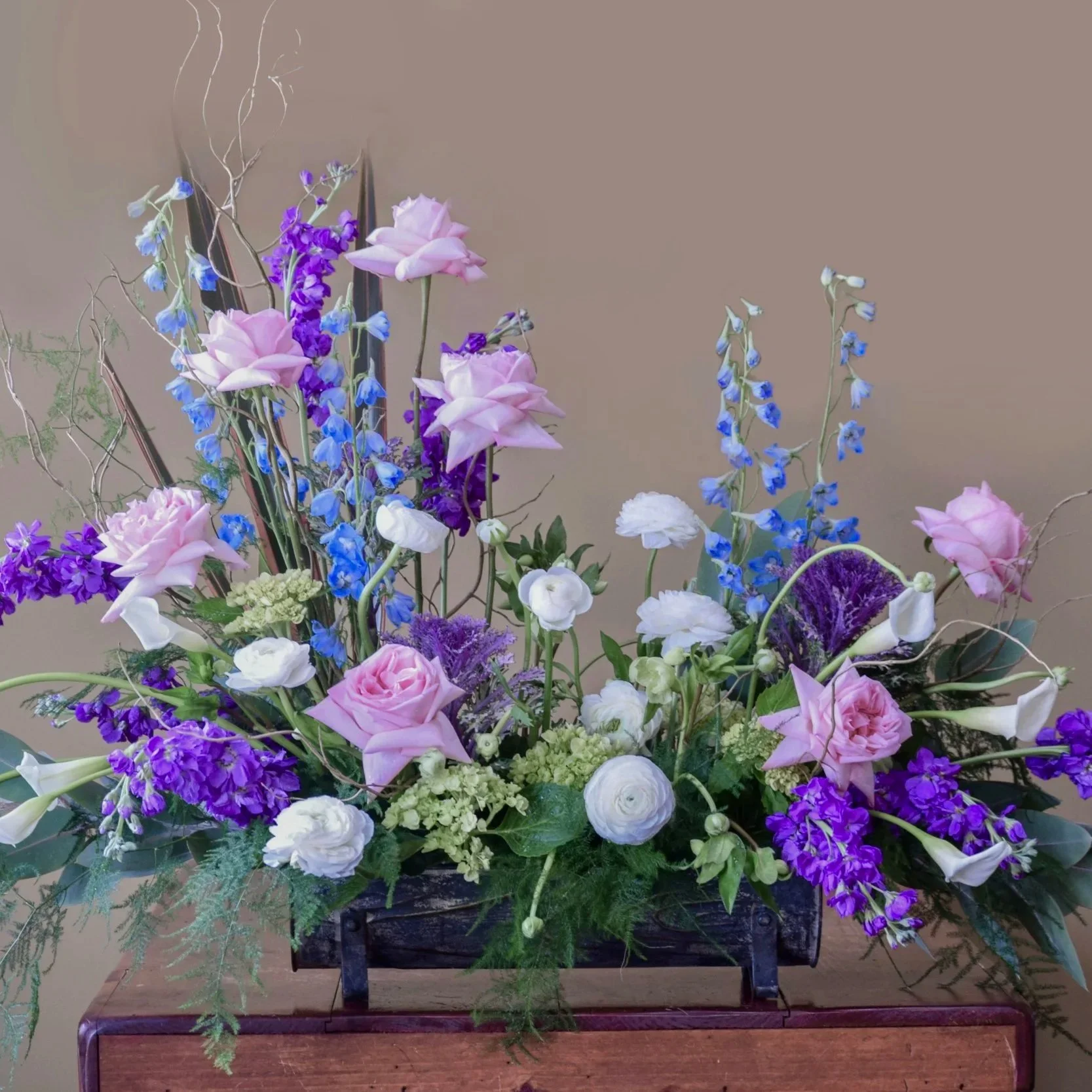 Purple & Pink One-Sided Sympathy Arrangement
