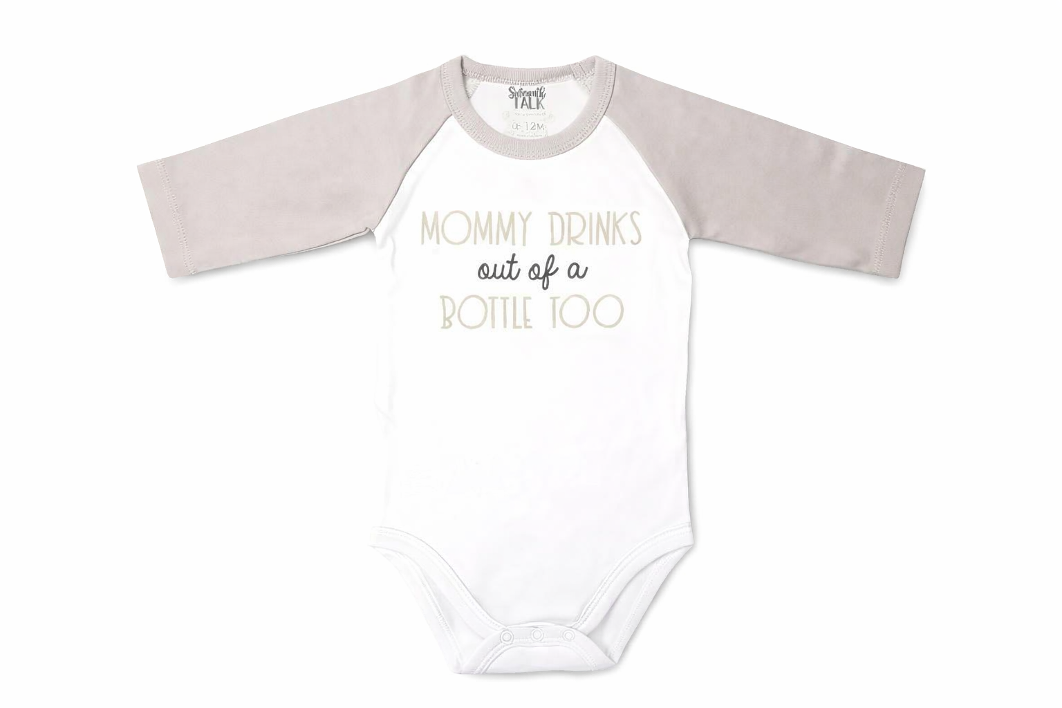 Mommy Bottle - 6-12 Months 3/4 Length Gray Sleeve Onesie