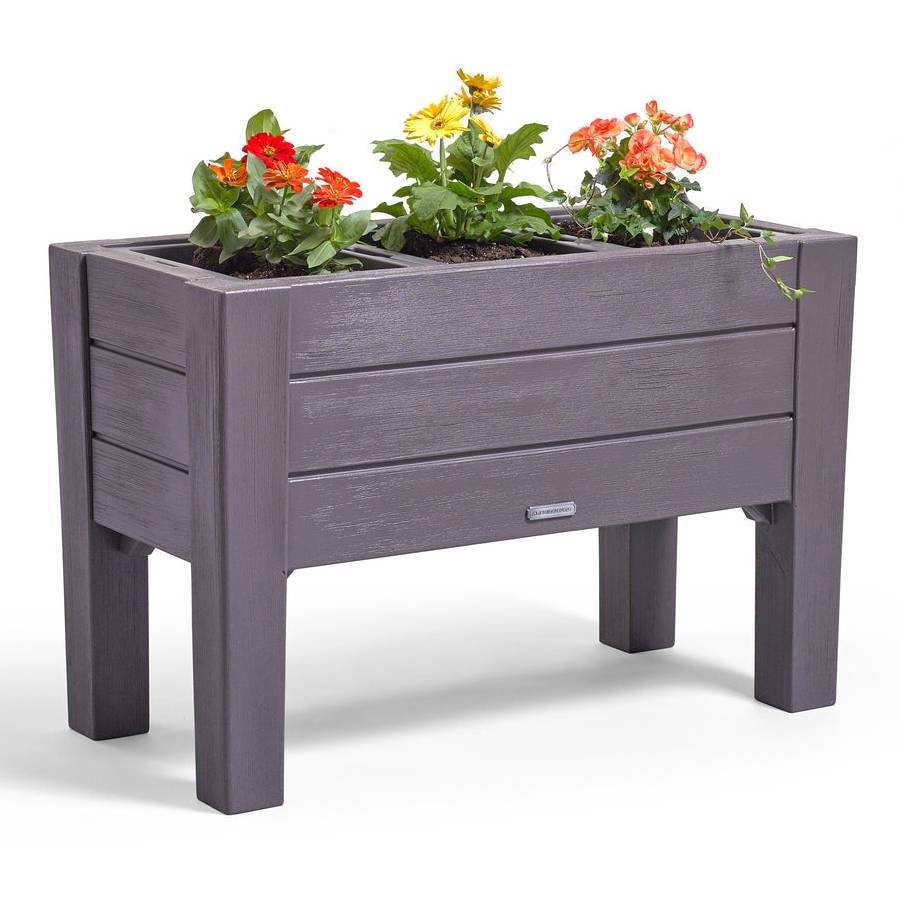 Espresso Rectangular Plastic Raised Garden Bed Planter Box with Removeable Trays 1 of 5.jpg