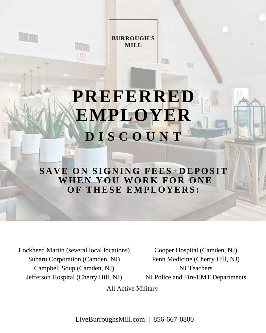 Preferred Employer Program is a real thing and Burroughs Mill is waiting for You!!! Come take that tour!!!
#MaintenanceDreamTeam #Kindness #BeKind #NowLeasing #Renting #February2026 #PayItForward #BurroughsMill #LoveWhereYouLive #CherryHillNj #Behind