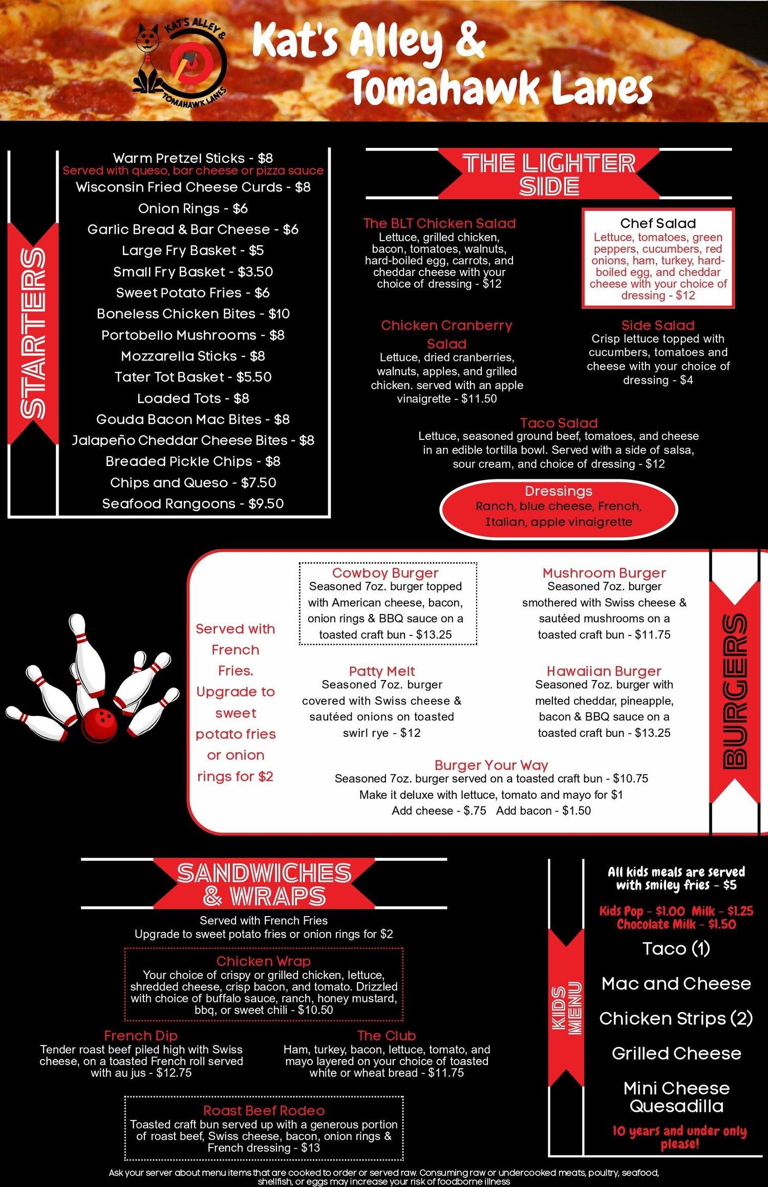 Kat's Patch Menu Menu | Explore Our Delicious Menu — Kat's Tomahawk Lanes