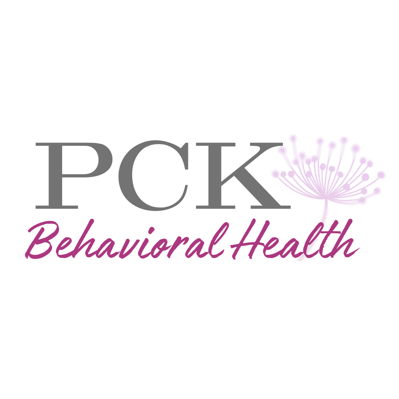 Logo for PCK Behavioral Health featuring a pink and purple floral design.