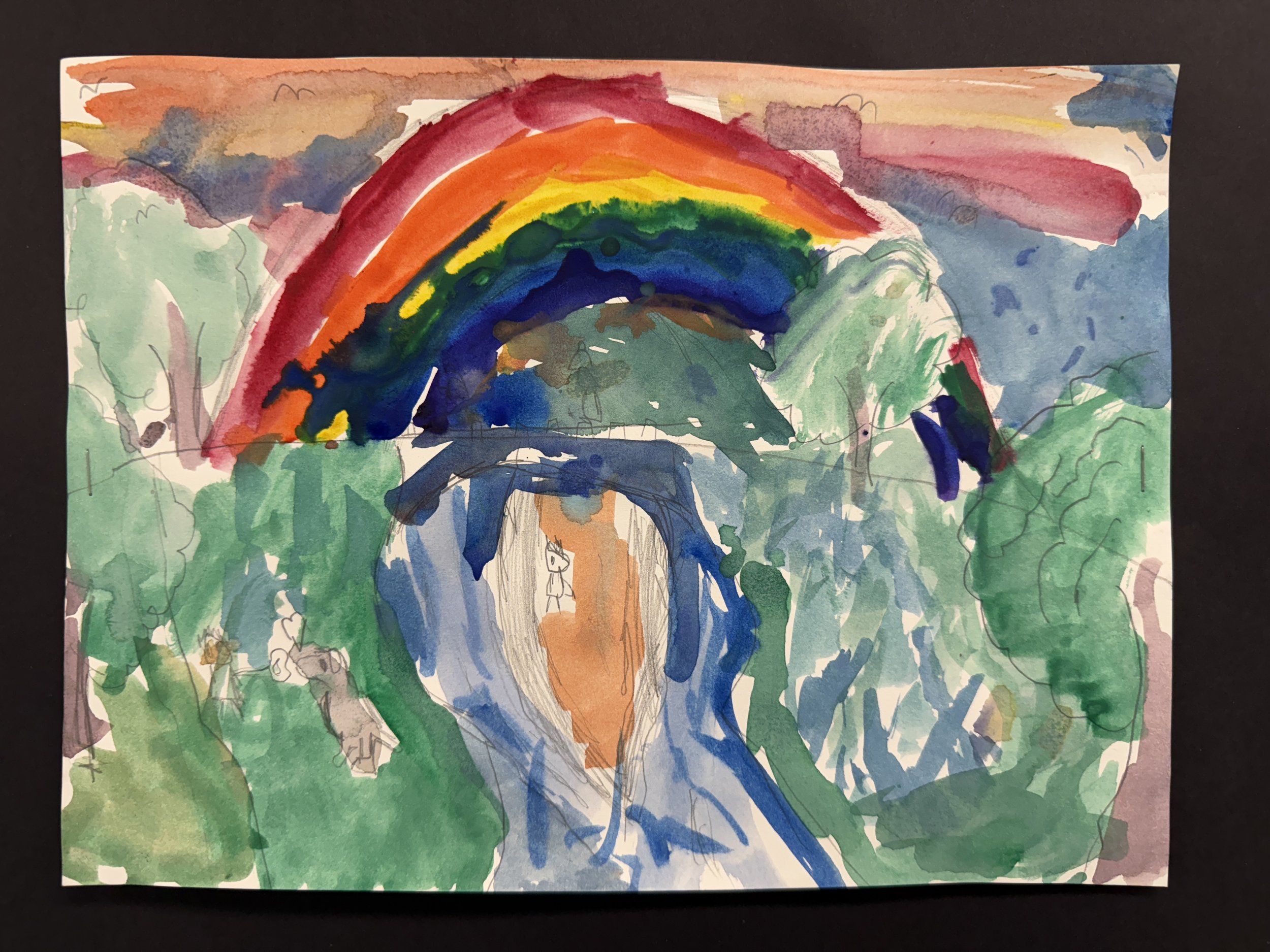 1st grade watercolor rainbow landscapes