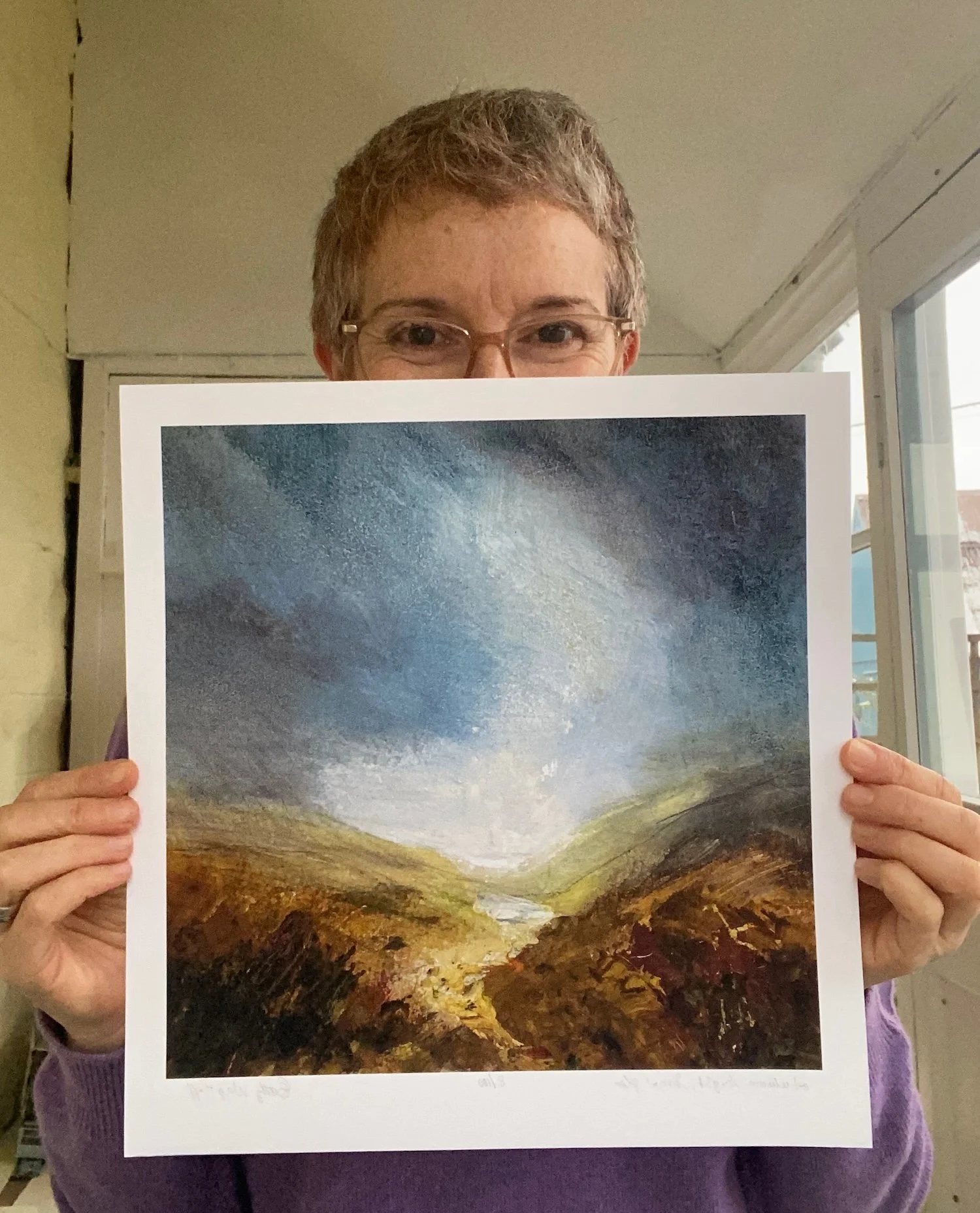 cathy-wagstaff-artist autumn-light-giclee print light in sky scottish glen