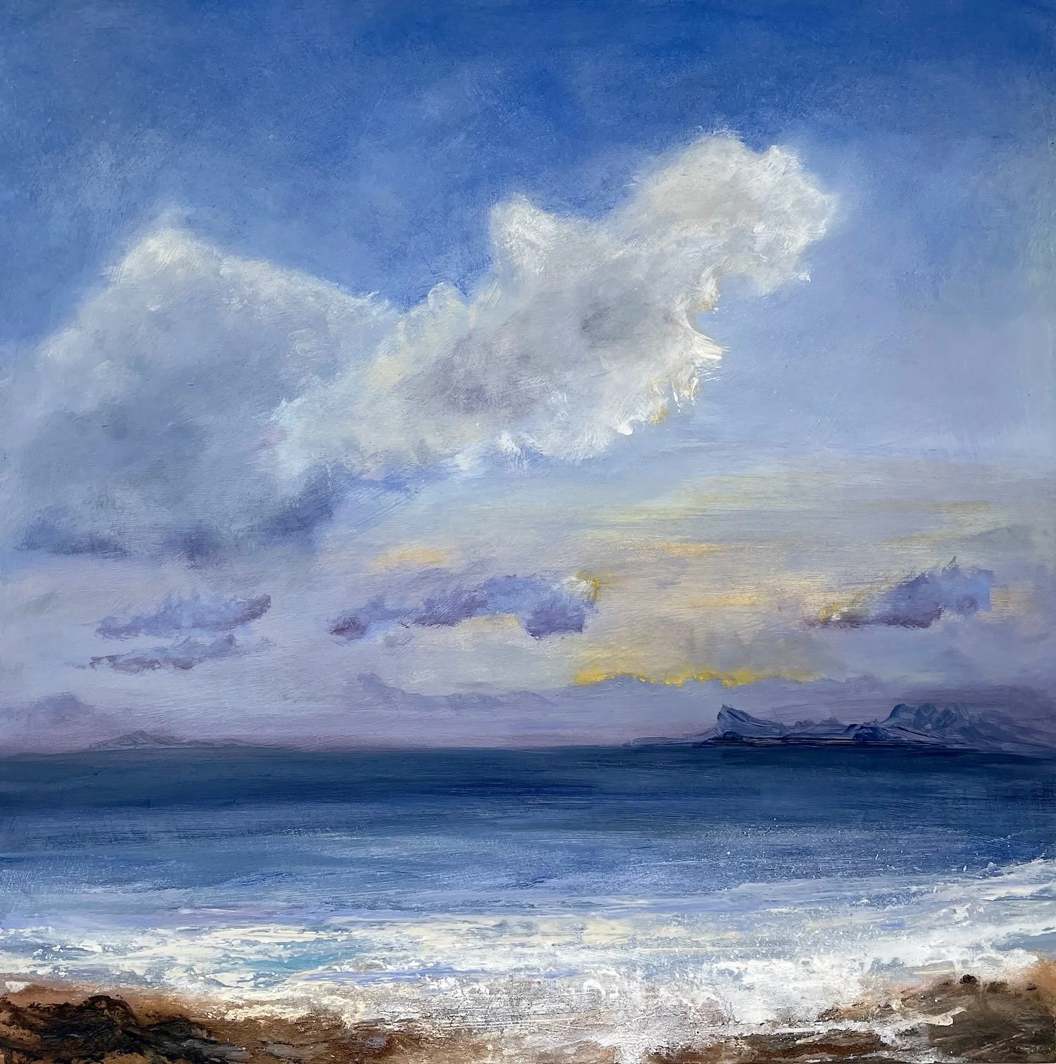 'Sunset After the Rain, Arisaig' acrylic on board, 50x50cm, available at ArtisanAnd, Aberfeldy, £550